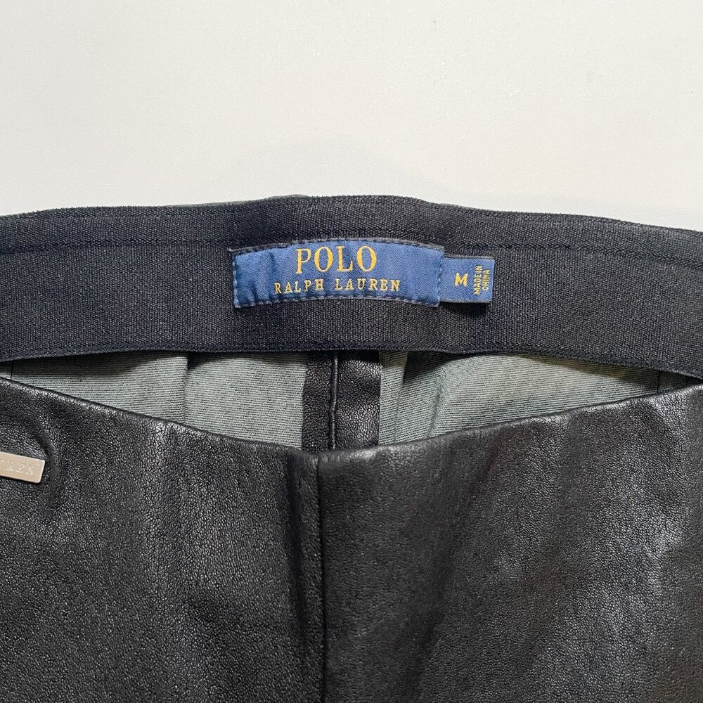 Polo Ralph Lauren Lamb Leather Skinny Trouser Leggings Black Size Medium - Picture 6 of 13